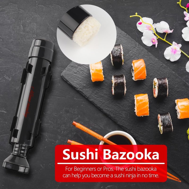 Albino monkey Sushi Making Kit for Beginners with Bazooka, Sashimi Knife, 2 Mats (Bamboo/Dishwasher-Safe PP), Nigiri Mold & Avocado Slicer | Food-Safe, Giftable, Step-by-Step Video Guide - Image 3