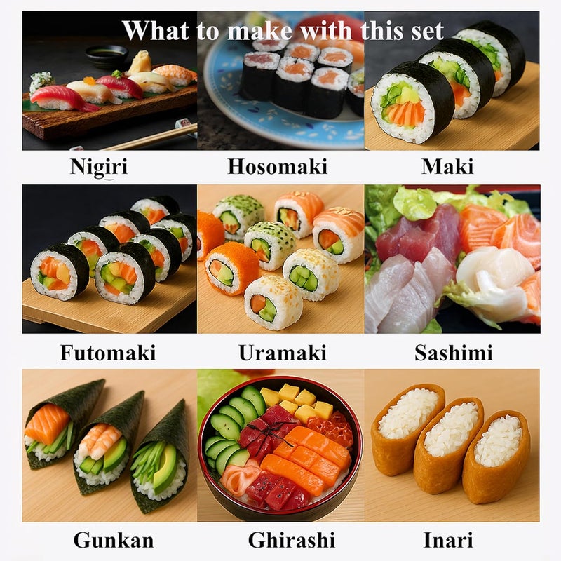 Albino monkey Sushi Making Kit for Beginners with Bazooka, Sashimi Knife, 2 Mats (Bamboo/Dishwasher-Safe PP), Nigiri Mold & Avocado Slicer | Food-Safe, Giftable, Step-by-Step Video Guide - Image 4