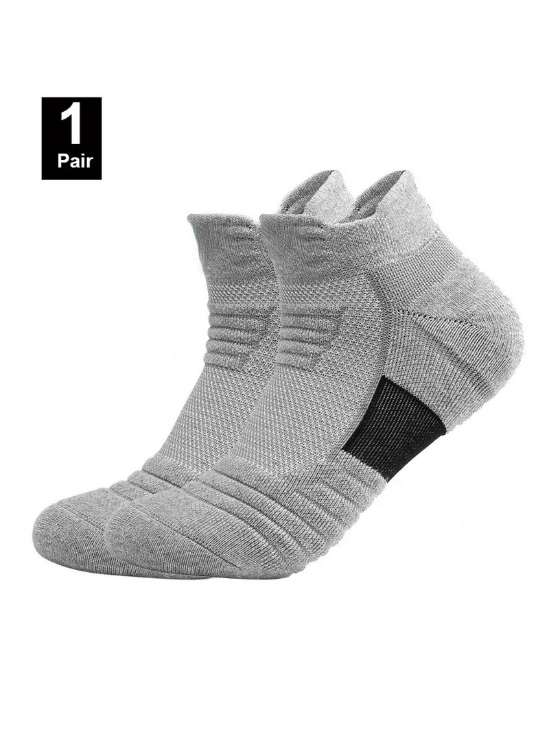 Sports Socks, Breathable Moisture Wicking Socks, Comfortable Washable Soft Athletic Polyester Socks, Durable And Reliable Skin Friendly Foot Wear, (Grey, 1 Pair, Short) - Image 1
