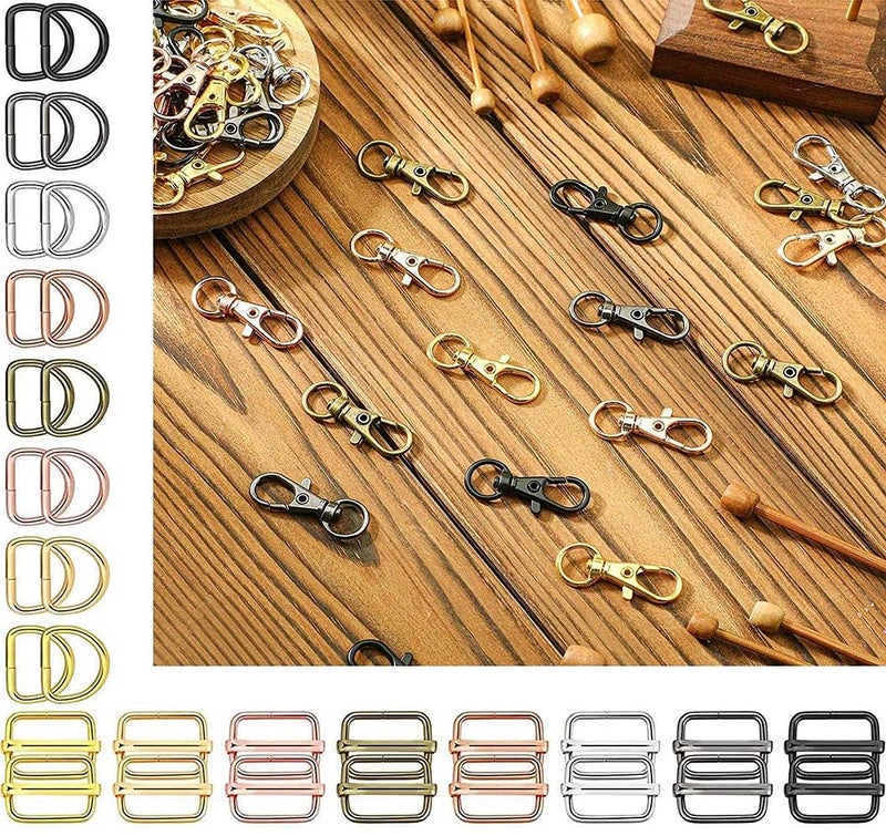 DIY Crafts DIY DIYC12442 Crafts Hardware Round Swivel Snap Hooks and Round Rings 6 Pcs Swivel Snap D Hooks Silver  - Image 1