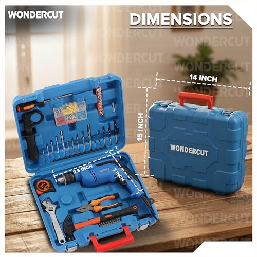 WONDERCUT Professional-Impact Drill Tool Kit, 780W, 3000 RPM, 13mm Chuck, Blue BMC WC-13DK-100 Power & Hand Tool Kit (105 Tools) - Image 4