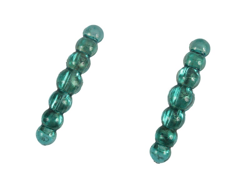 Caravan French Automatic Ball Hand Painted Barrette Pair, Turquoise/Gold Vine - Image 4