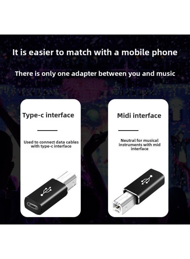 كابل بيانات محول مربع من النوع C إلى طابعة MIDI USB مناسب لجهاز كمبيوتر للبيانو الأسطواني الإلكتروني - اللون: C أنثى إلى B ذكر كوع رمادي - Image 4