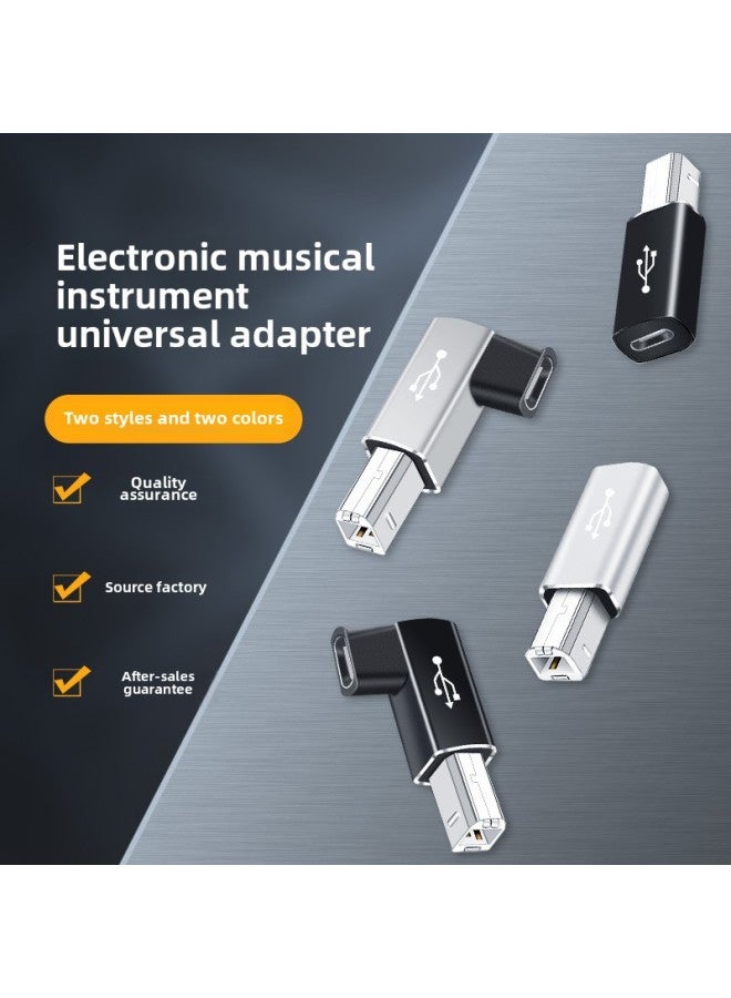 كابل بيانات محول مربع من النوع C إلى طابعة MIDI USB مناسب لجهاز كمبيوتر للبيانو الأسطواني الإلكتروني - اللون: C أنثى إلى B ذكر كوع رمادي - Image 2