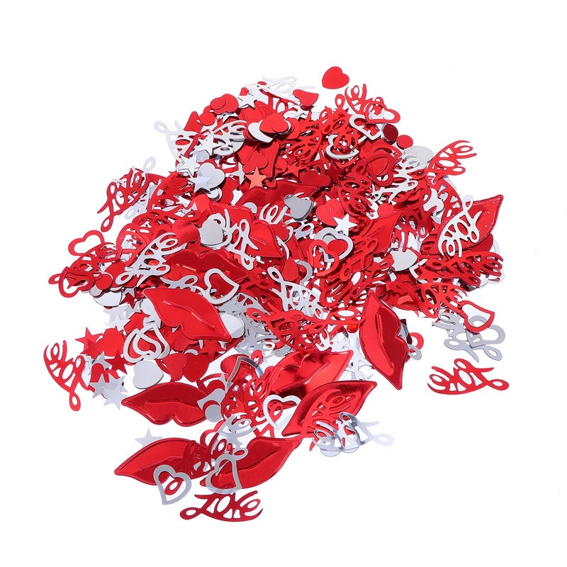 Red Lips Confetti with Rhinestones 1500pcs Red Silver Plastic Party Decorations - Image 2