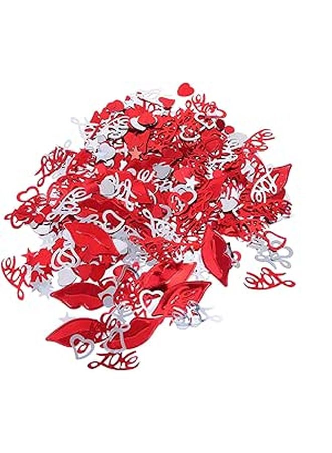 Red Lips Confetti with Rhinestones 1500pcs Red Silver Plastic Party Decorations - Image 1