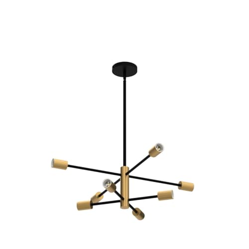 RUIYEY Modern Sputnik Chandeliers Black and Gold Mid Century Chandelier 8-Light Dining Room Light Fixture Height Adjustable Ceiling Lights Farmhouse Chandeliers for Kitchen Island Living Room - Image 4