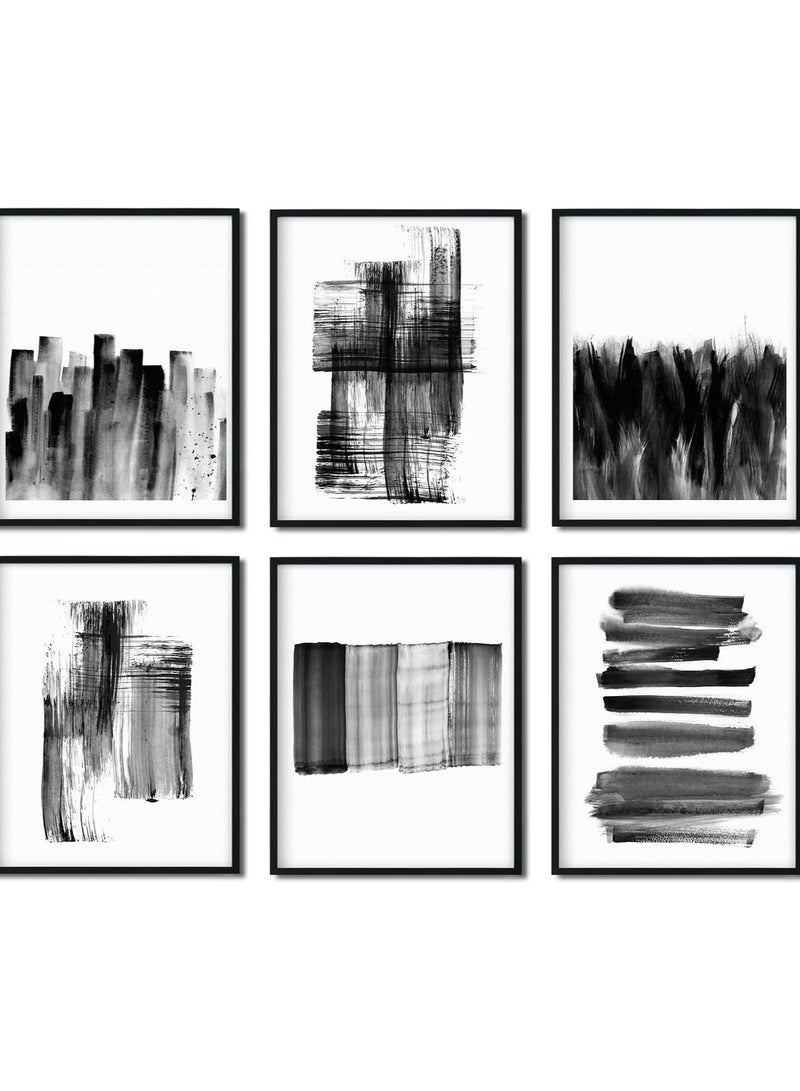 Today Idea Black and White Wall Art - Prints Abstract Wall Art Pictures for Office Decoration 8x10in Modern Minimalist Style Writing Brush Line Paintings Decor for Bedroom Living Room Set of 6 Pieces UNFRAMED - Image 1