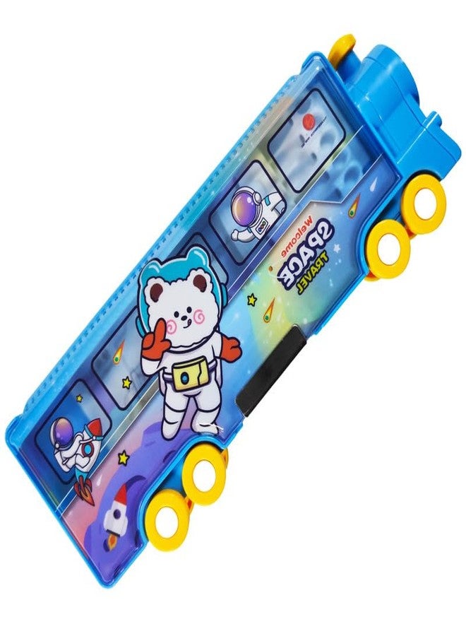 ZAFCO Plastic Magnetic Astronaut Pencil Box with Sharpener Space Theme Large Capacity for Kids Boys Girls School Going Children Stationaries Organizer Birthday Return Gift (Pack of 1), Blue - Image 1
