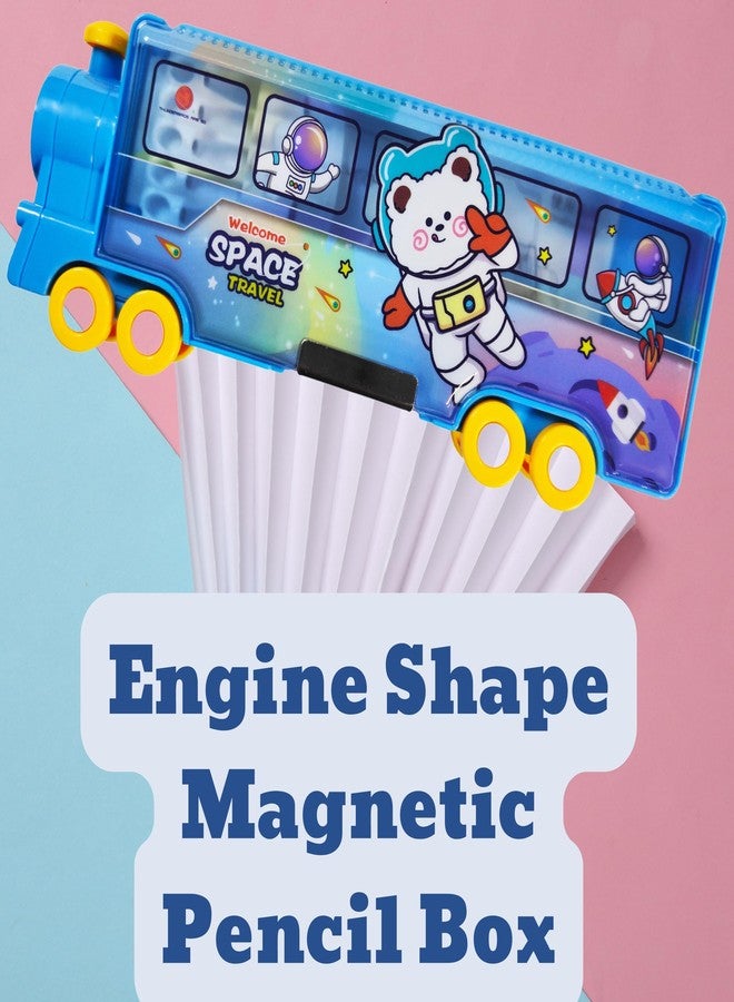 ZAFCO Plastic Magnetic Astronaut Pencil Box with Sharpener Space Theme Large Capacity for Kids Boys Girls School Going Children Stationaries Organizer Birthday Return Gift (Pack of 1), Blue - Image 2