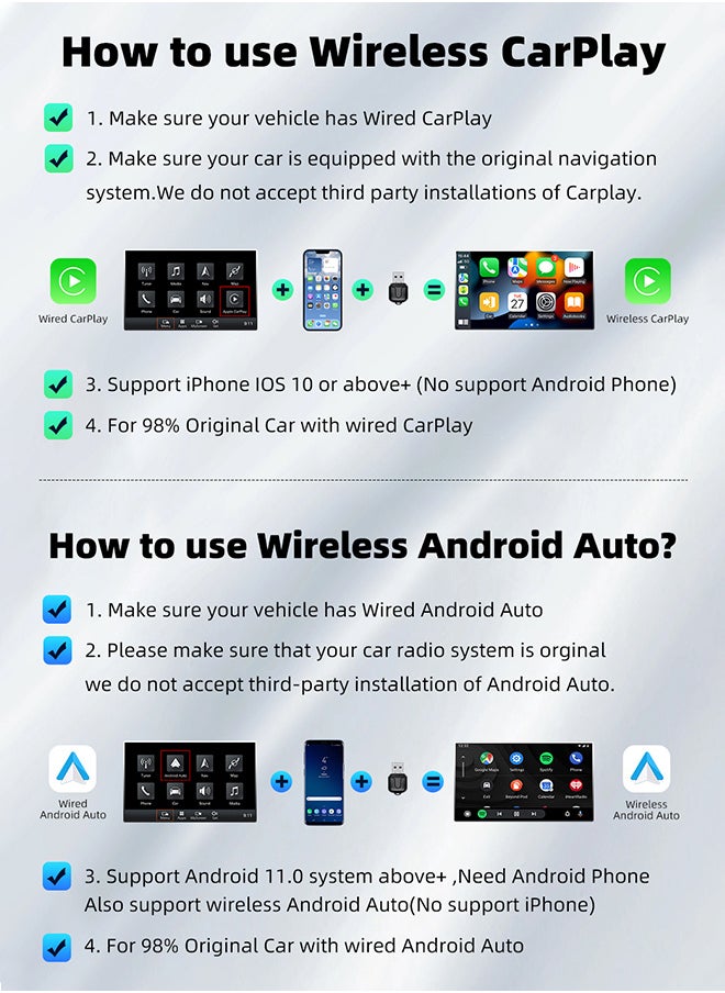 Generic Mini Ultra Wireless USB Dongle Wireless Android Auto & Wireless CarPlay For 98% Cars 2-In-1 Smart Car Adapter  - Image 4