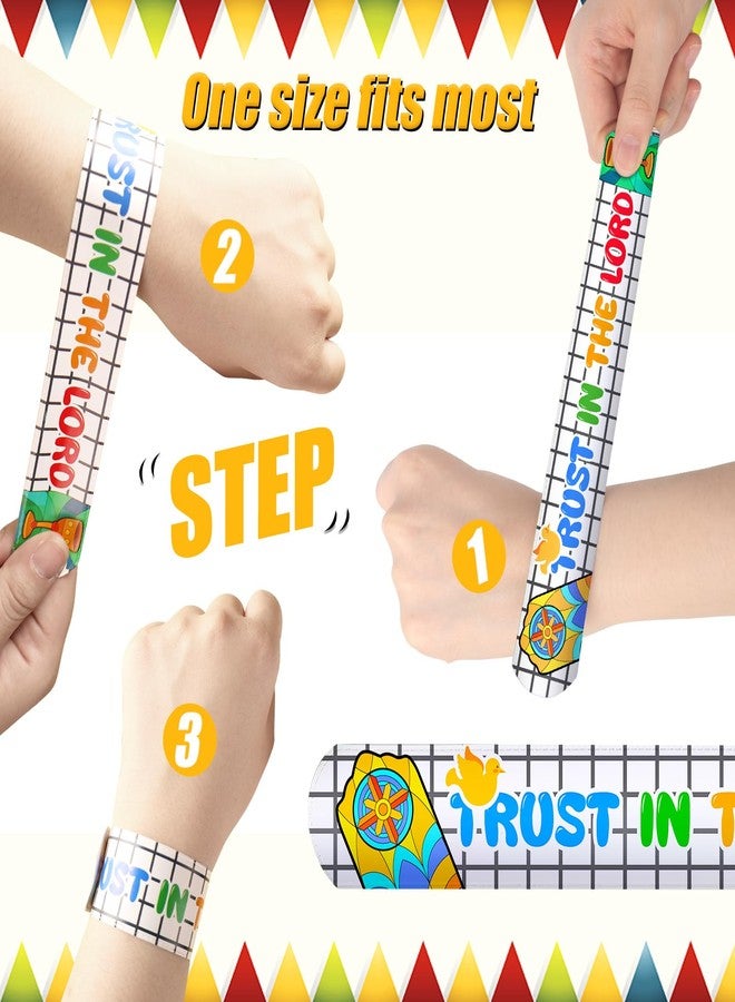 POPLAY 48PCS Christian Slap Bracelets, Snap Wristbands Bible Verses Religious Snap Bracelets for Kids Sunday School Gifts Classroom Prizes - Image 3