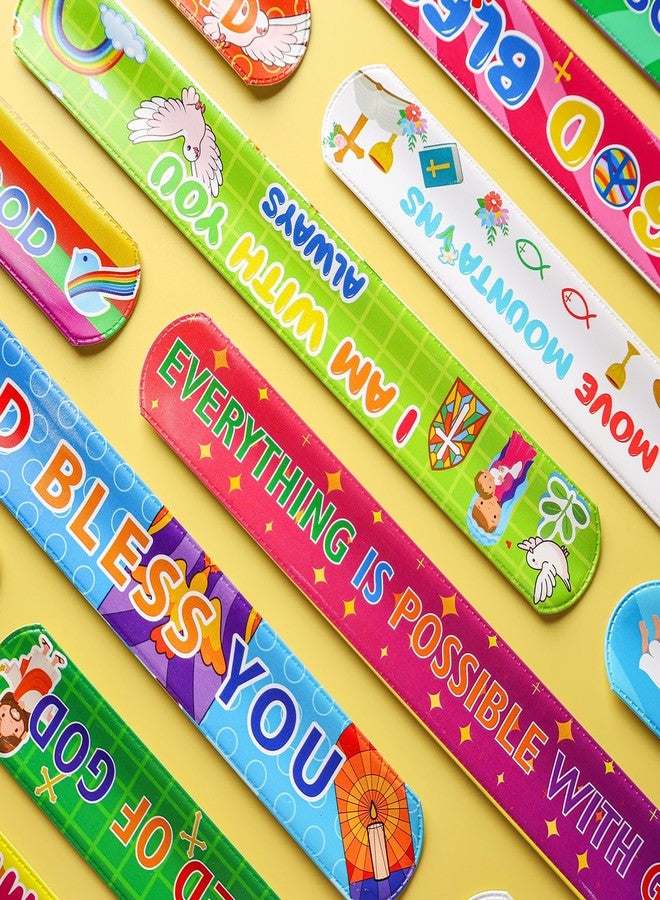 POPLAY 48PCS Christian Slap Bracelets, Snap Wristbands Bible Verses Religious Snap Bracelets for Kids Sunday School Gifts Classroom Prizes - Image 5