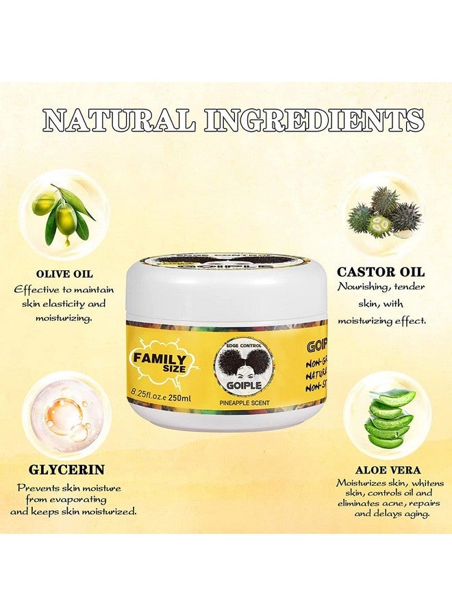 Goiple 8.25 OZ Edge Control Wax for Women, Non-greasy Edge Smoother for Back Hair Extreme Hold Pack, Water-based Gel for All Hair Types, No Flaking, Extra Hold (Pineapple) - Image 2