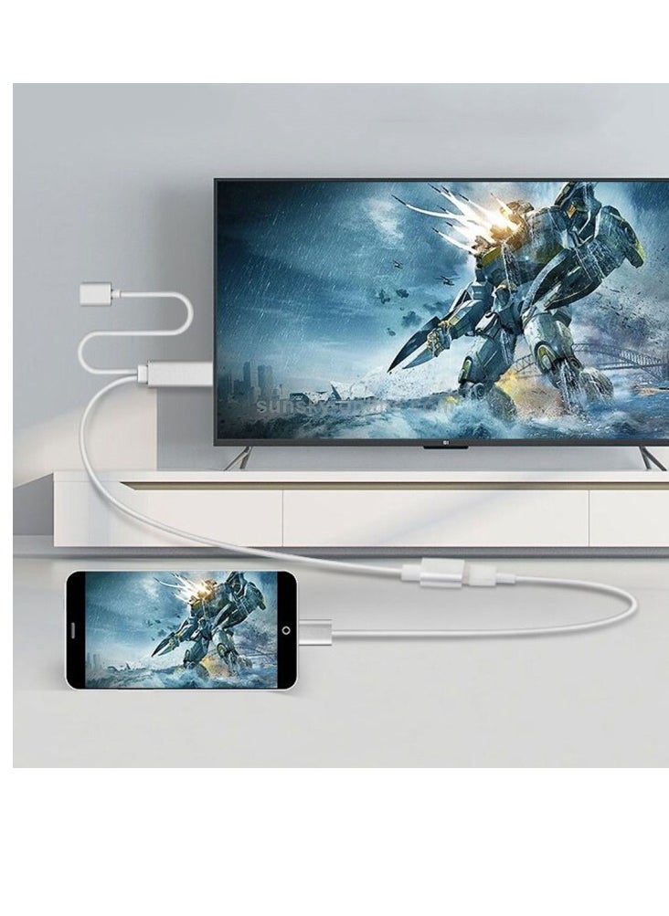 Generic - HDMI & HDTV Cable High Definition 1920 Compatible with Apple and Android Devices Connects and Charges Directly Without Any Settings for All Mobile Devices - Image 1