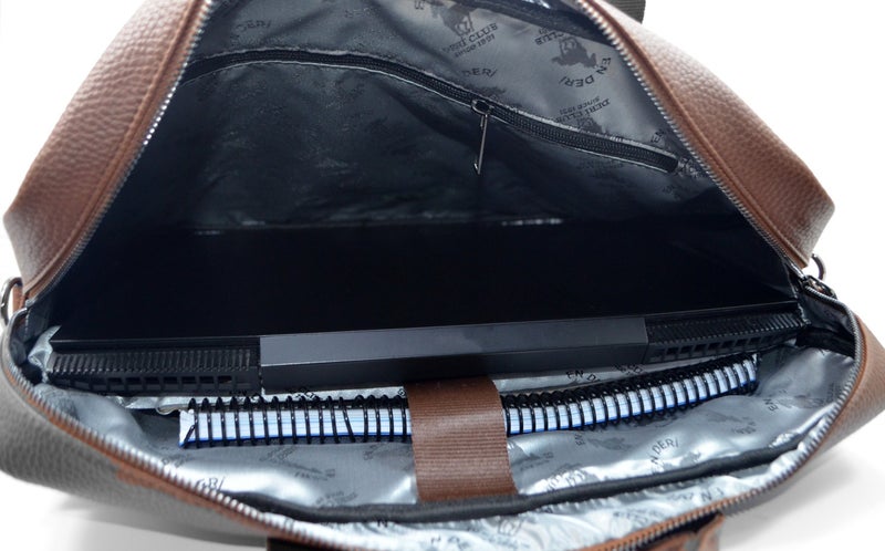 EN Deri EN Leather 5.6-17.3 Inc Waterproof Multi-Compartment Shoulder and Hand Strap Document and Laptop Bag  - Image 5