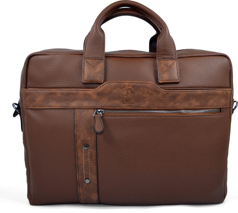 EN Deri EN Leather 5.6-17.3 Inc Waterproof Multi-Compartment Shoulder and Hand Strap Document and Laptop Bag  - Image 4