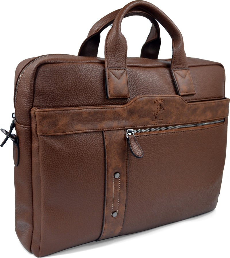 EN Deri EN Leather 5.6-17.3 Inc Waterproof Multi-Compartment Shoulder and Hand Strap Document and Laptop Bag  - Image 1