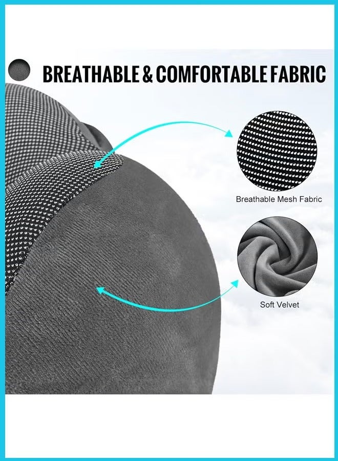 XiuWoo Travel Pillow, Neck Pillow for Travel with Hood for Airplane, Velvet Memory Foam Neck Pillow Adult Head & Neck Support, for Long Flights Plane, Office, Cars Sleeping & Rest (Grey) - Image 4