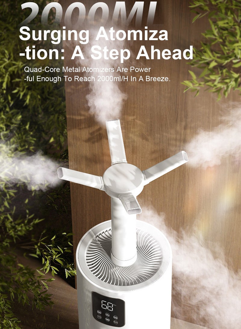 ET-LIFE 28L 3-Speeds Humidifier for Larger Room Humidifier, Auto Shut-Off Cool Mist Top Fill Humidifier with 360° Dual Nozzle 110W White - Image 3