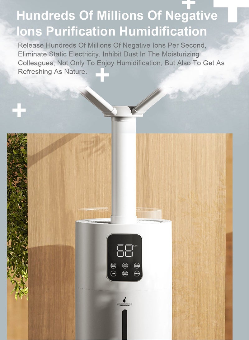 ET-LIFE 28L 3-Speeds Humidifier for Larger Room Humidifier, Auto Shut-Off Cool Mist Top Fill Humidifier with 360° Dual Nozzle 110W White - Image 2