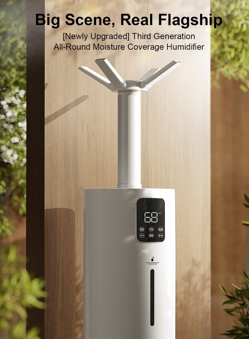 ET-LIFE 28L 3-Speeds Humidifier for Larger Room Humidifier, Auto Shut-Off Cool Mist Top Fill Humidifier with 360° Dual Nozzle 110W White - Image 4