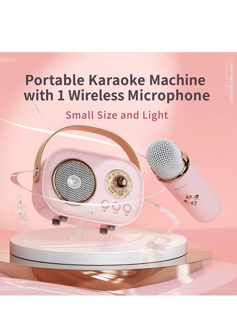 GULFLINK C20 PLUS Mini Wireless BT Audio Home Singing Karaoke Integrated Microphone Speaker Stereo Home KTV Set Handsfree Call Pink  - Image 2
