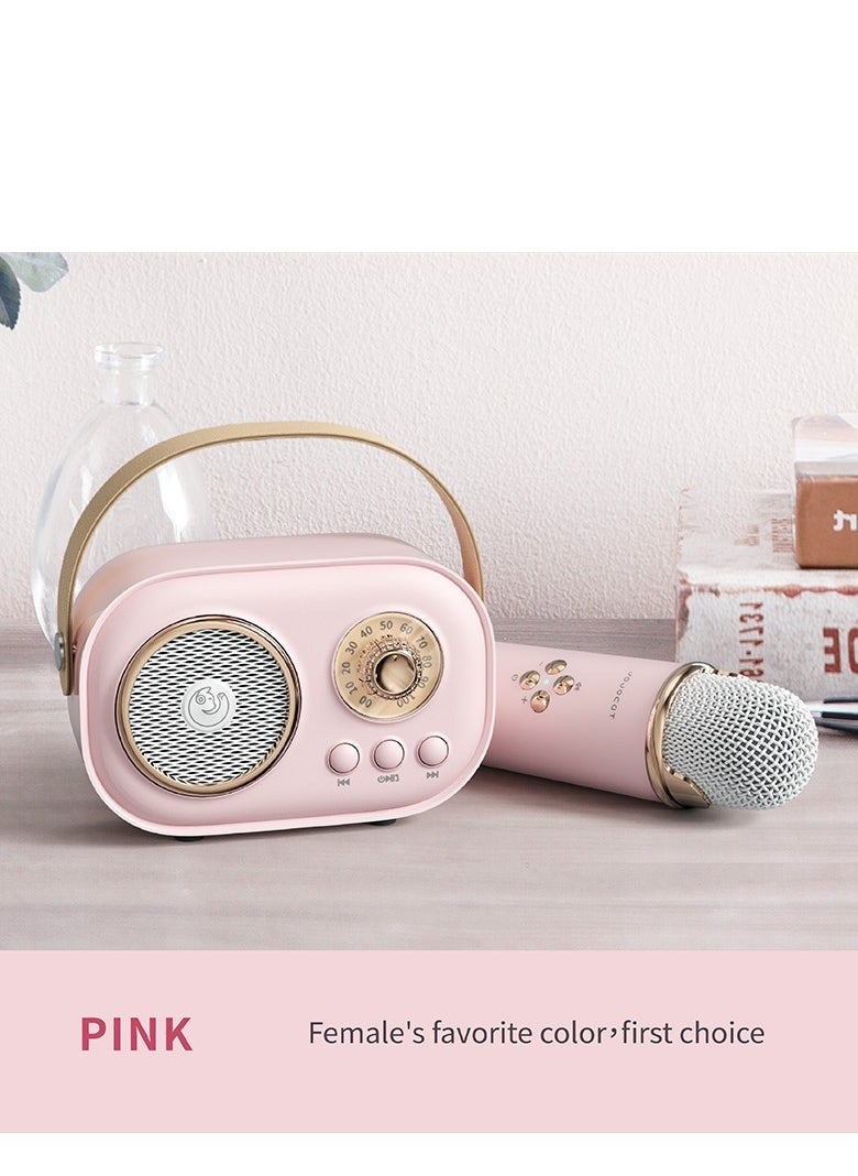 GULFLINK C20 PLUS Mini Wireless BT Audio Home Singing Karaoke Integrated Microphone Speaker Stereo Home KTV Set Handsfree Call Pink  - Image 4