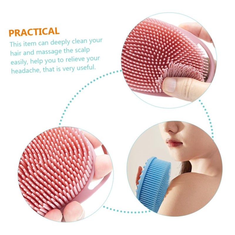فرشاة الجسم المزدوجة الجوانب من السيليكون وفرشاة الشعر مع خطاف لتنظيف فروة الرأس في الحمام - Image 5