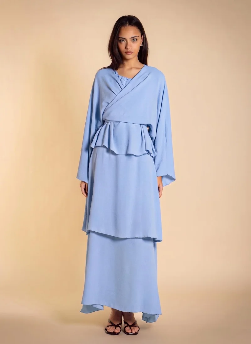 SHAPES MIDI RUFFLE DRESS WITH JACKET