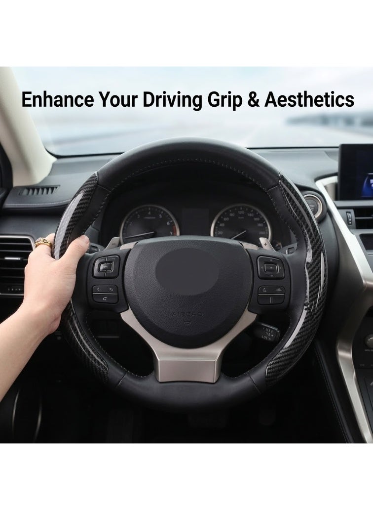 SolidX Steering Wheel Cover Carbon Fiber Black - Image 2