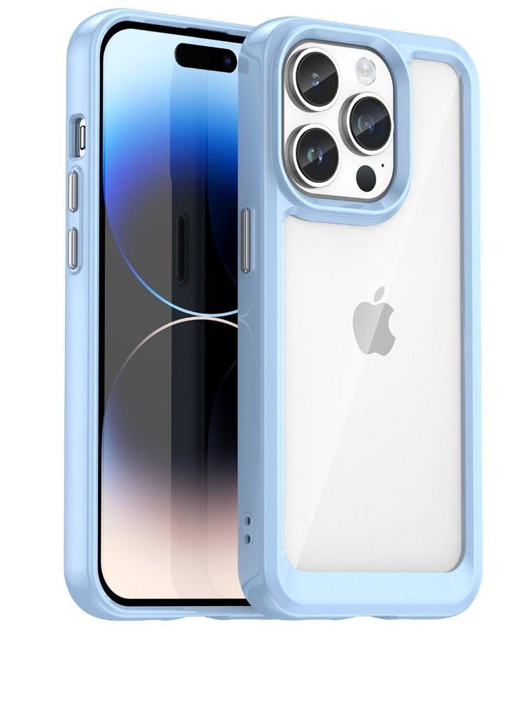 vesus Shockproof Slim Lightweight Crystal Hybrid Bumper Clear Cover for iPhone 14 Pro Max - Blue - Image 1