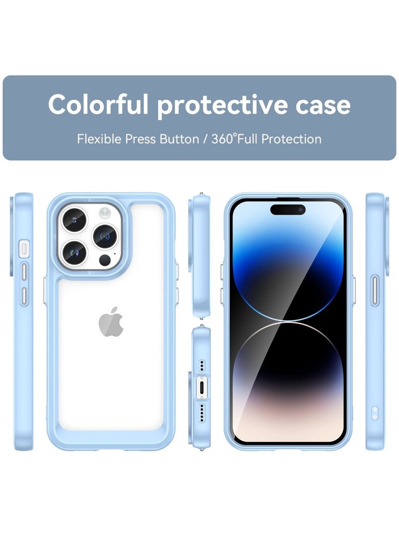 vesus Shockproof Slim Lightweight Crystal Hybrid Bumper Clear Cover for iPhone 14 Pro Max - Blue - Image 2