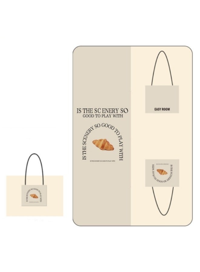 CCOVERY Bread Pattern Picnic Outdoor Blankets Foldable Tote Bag, 3-Layer Picnic Mat Waterproof Beach Mat for Lawn Park Beach Travel Camping, 200x150cm - Image 1