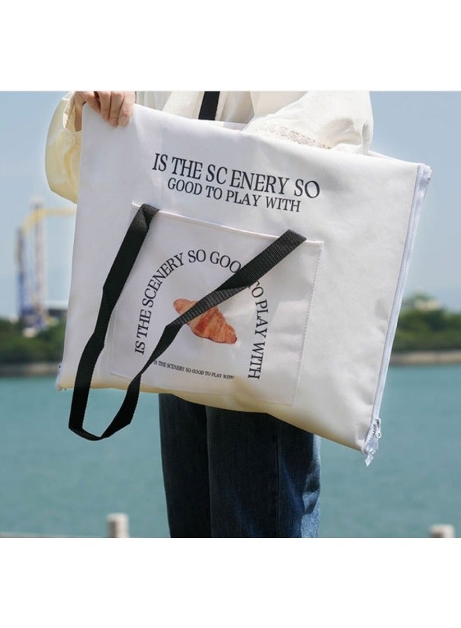 CCOVERY Bread Pattern Picnic Outdoor Blankets Foldable Tote Bag, 3-Layer Picnic Mat Waterproof Beach Mat for Lawn Park Beach Travel Camping, 200x150cm - Image 4