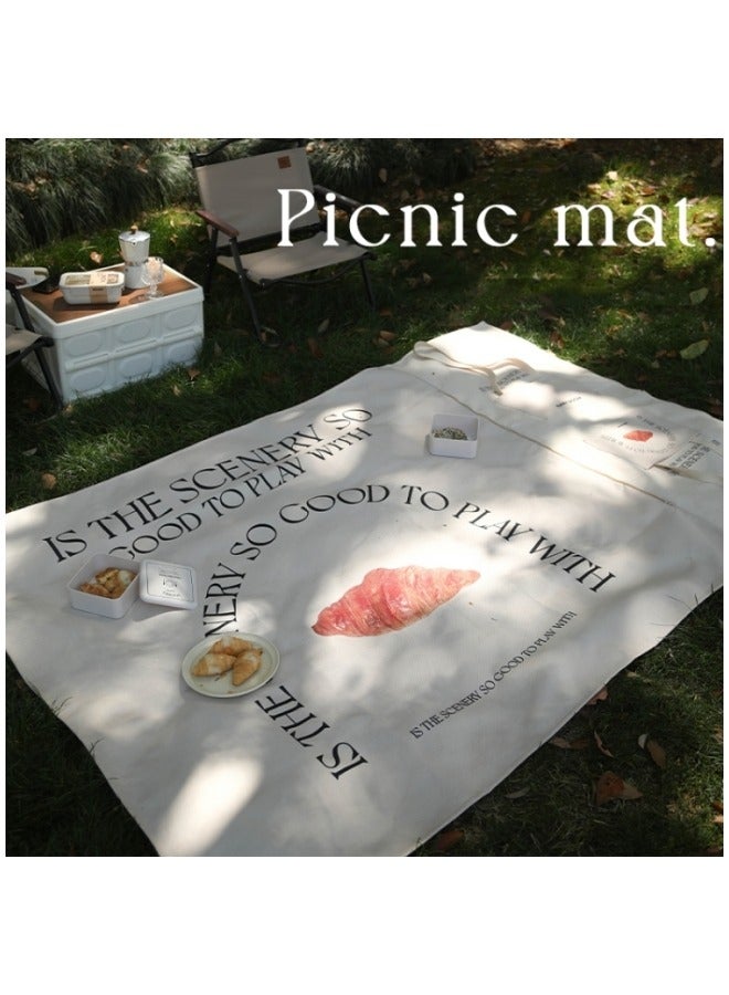 CCOVERY Bread Pattern Picnic Outdoor Blankets Foldable Tote Bag, 3-Layer Picnic Mat Waterproof Beach Mat for Lawn Park Beach Travel Camping, 200x150cm - Image 3