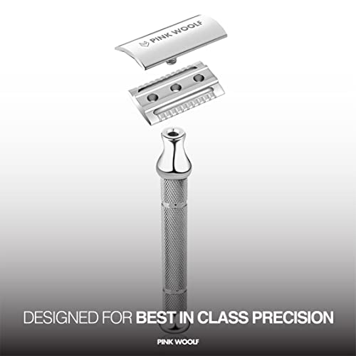 Pink Woolf OC70 Open Comb Safety Razor for Men, Double Edge Metal Razor for Thick Beard, Aggressive Wet Shaving, Fewer Passes, Includes 10 Blades - Image 2