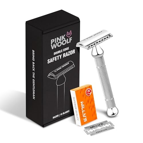 Pink Woolf OC70 Open Comb Safety Razor for Men, Double Edge Metal Razor for Thick Beard, Aggressive Wet Shaving, Fewer Passes, Includes 10 Blades - Image 1