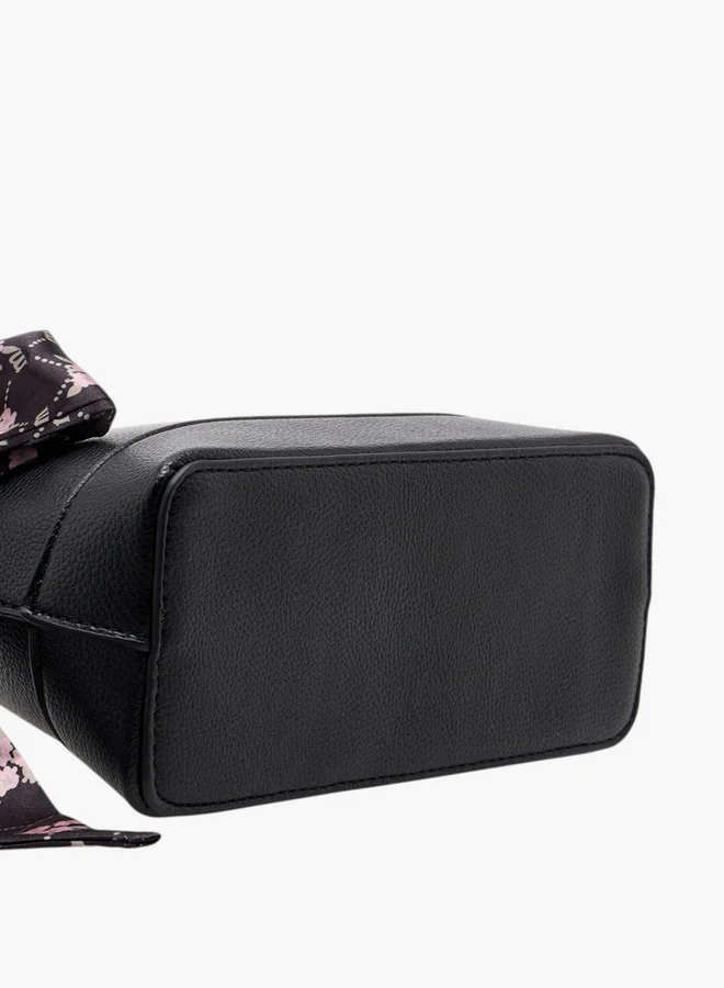 ميسي Women's Scarf Accent Crossbody Bag with Detachable Strap and Zip Closure