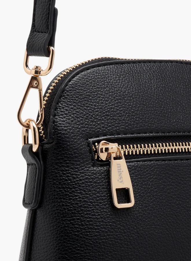 ميسي Women's Scarf Accent Crossbody Bag with Detachable Strap and Zip Closure