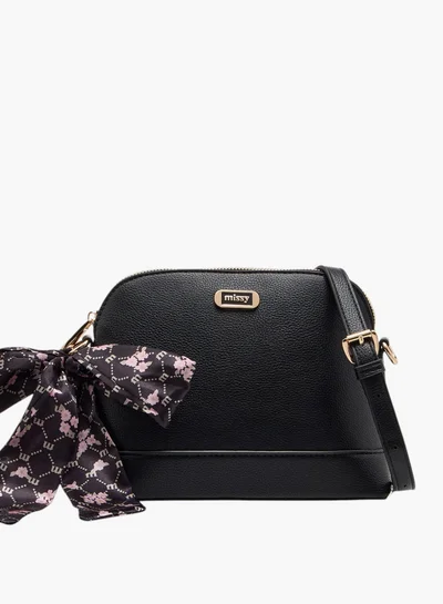 ميسي Women's Scarf Accent Crossbody Bag with Detachable Strap and Zip Closure