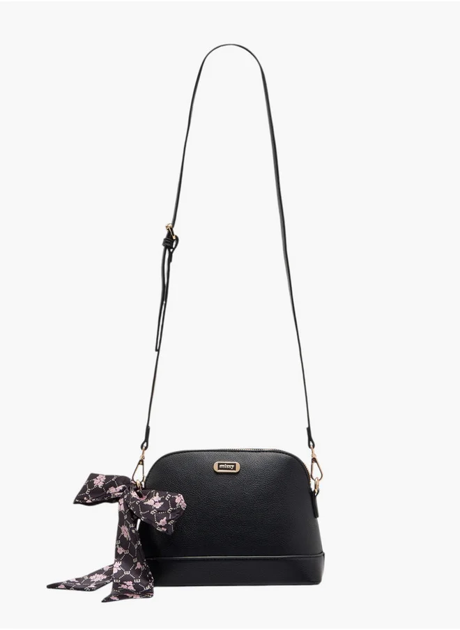 ميسي Women's Scarf Accent Crossbody Bag with Detachable Strap and Zip Closure