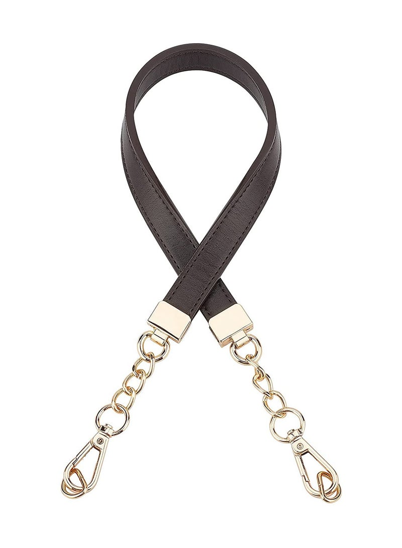 SYOSI Imitation Leather Bag Handles SYOSI 58x1.9cm/22.8x0.75 in Purse Replacement Straps Purse Chain Handles with Golden Alloy Swivel Clasps for Bag Straps Replacement Accessories (Coconut Brown) - Image 1