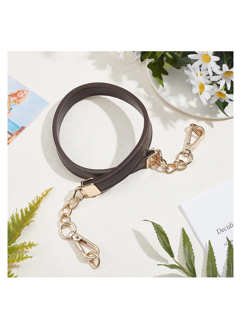 SYOSI Imitation Leather Bag Handles SYOSI 58x1.9cm/22.8x0.75 in Purse Replacement Straps Purse Chain Handles with Golden Alloy Swivel Clasps for Bag Straps Replacement Accessories (Coconut Brown) - Image 2