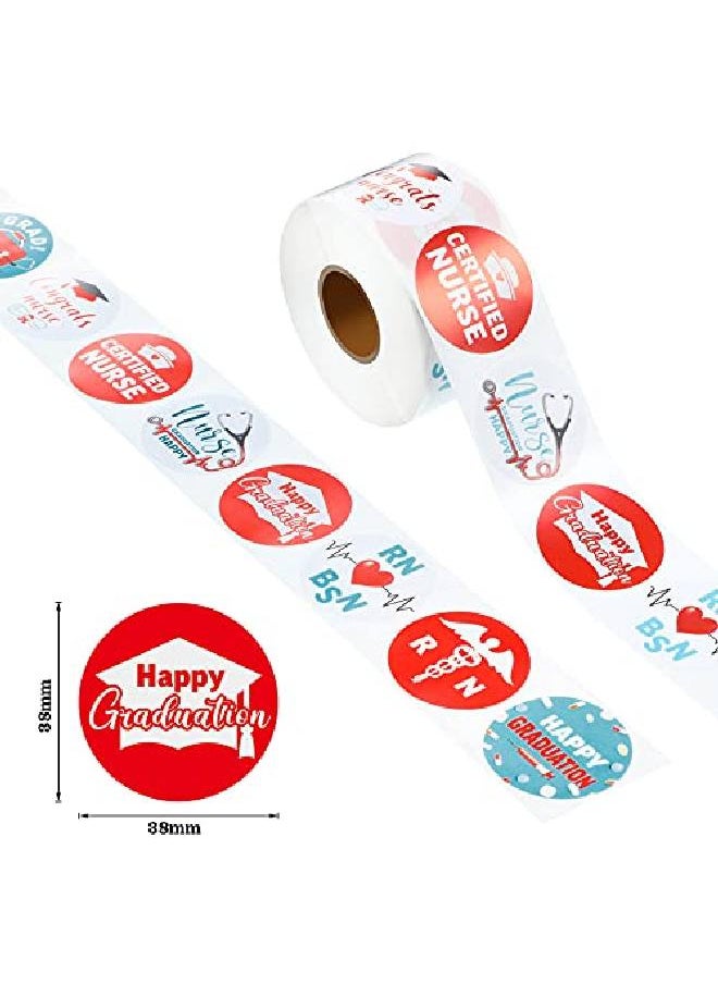 Sumind - 600 Pieces Nurse Graduation Roll Stickers Nursing School Graduation Party Rn Bsn Themed Party Favors Round Sticker Labels For Nurse Present Card Envelopes Package Sealing Goodie Bags Decoration - Image 1