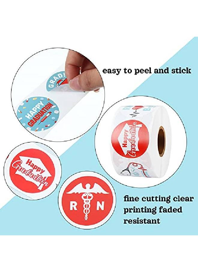Sumind - 600 Pieces Nurse Graduation Roll Stickers Nursing School Graduation Party Rn Bsn Themed Party Favors Round Sticker Labels For Nurse Present Card Envelopes Package Sealing Goodie Bags Decoration - Image 1