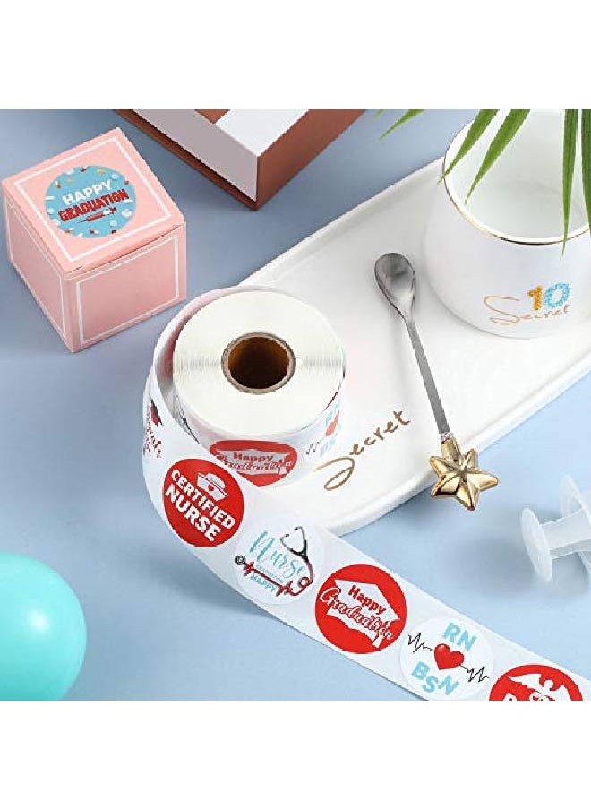 Sumind - 600 Pieces Nurse Graduation Roll Stickers Nursing School Graduation Party Rn Bsn Themed Party Favors Round Sticker Labels For Nurse Present Card Envelopes Package Sealing Goodie Bags Decoration - Image 1