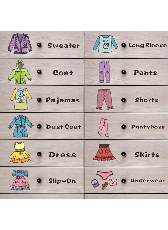 Maydahui 2 Sheets（31 Count） Dresser Clothing Decals 11 * 11Inch Boys Girls Clothing Sort Wall Sticker Removable Clothes Classification Label For Wardrobe Drawer Organizing Home Bedroom Decoration - Image 5