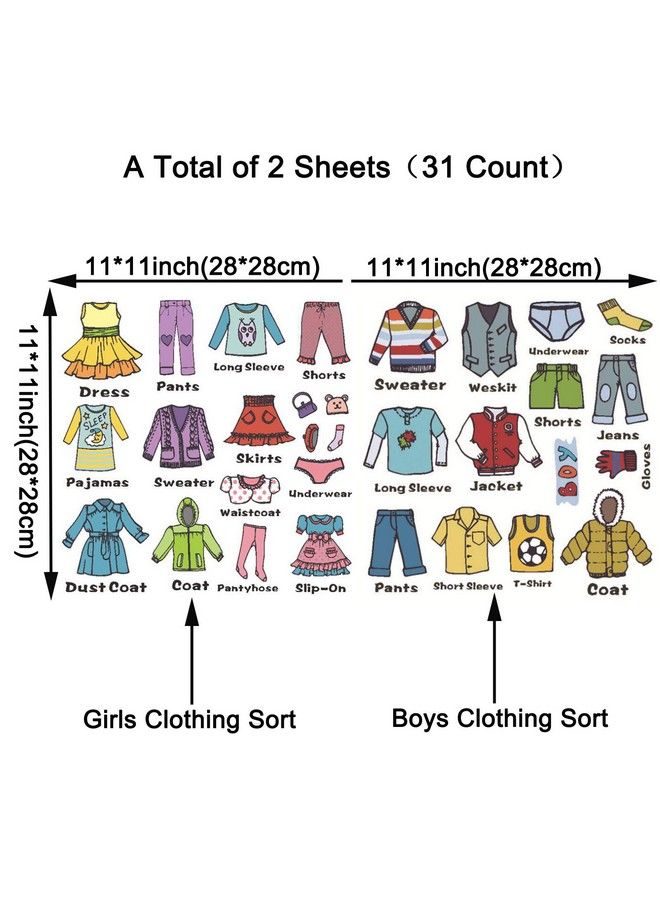 Maydahui 2 Sheets（31 Count） Dresser Clothing Decals 11 * 11Inch Boys Girls Clothing Sort Wall Sticker Removable Clothes Classification Label For Wardrobe Drawer Organizing Home Bedroom Decoration - Image 4