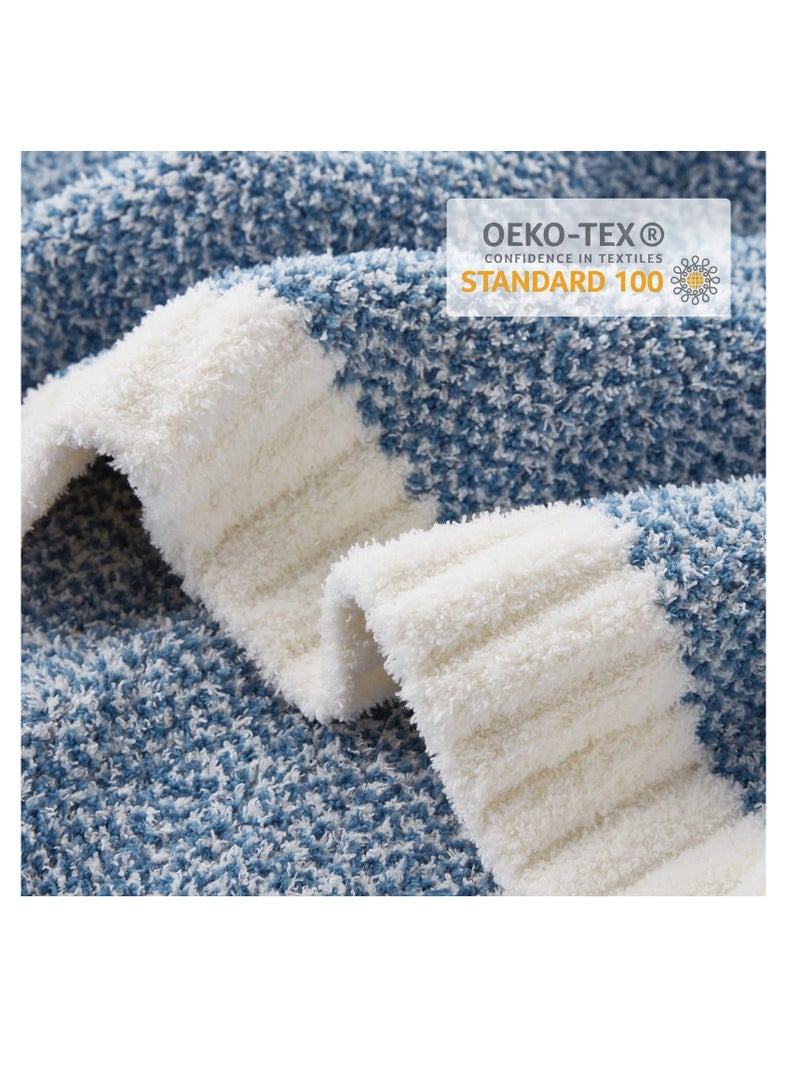 Excefore Soft Fluffy Throw Blanket, 50 x 60 inch Warm Throws for Couch, Reversible Super Cozy Blankets, Fuzzy Plush Lightweight Throw Blankets for Sofa, Bed, Living Room, Heather Blue  - Image 5